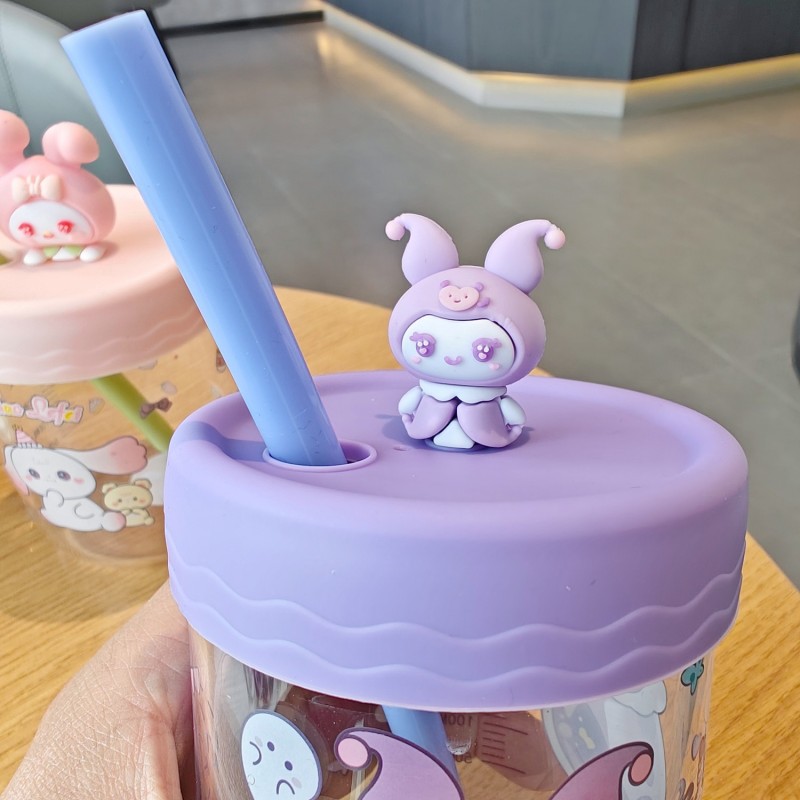 New summer glass household good-looking girl drinking glass cartoon straw cup super cute Milk Cup coffee cup