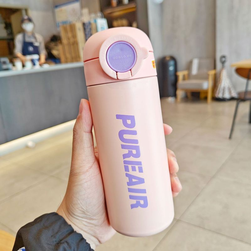 Fashion simple straw thermal insulation Cup 304 stainless steel vacuum cup portable water Cup couple Student Cup wholesale