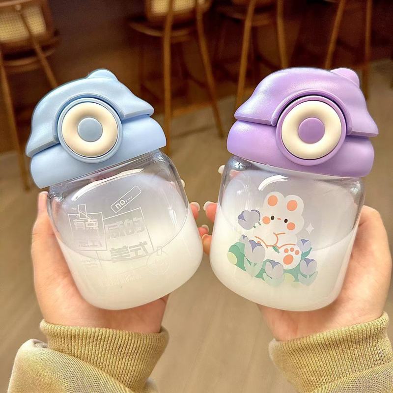 2023 new glass cup simple cute water cup creative double drink cup with cover bullet cover water Cup student gift Cup