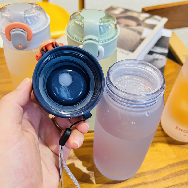Summer portable plastic water Cup outdoor matte simple sports fitness Cup student girl heart portable tea cup
