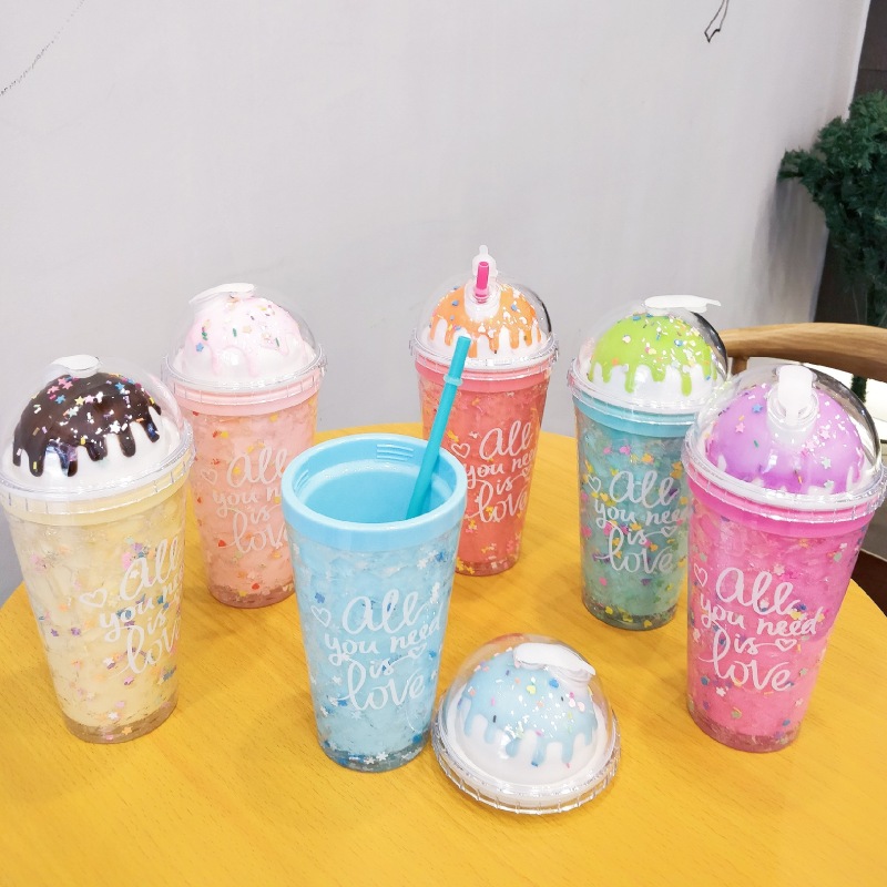 Factory Direct sales cool summer kiss ice Cup Internet celebrity smoothie straw Cup fashion water Cup trendy cute Cup