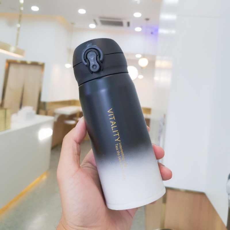 Factory Direct fashion spring cover thermos cup Internet celebrity stainless steel water Cup fashion gradient color portable cup couple's cups