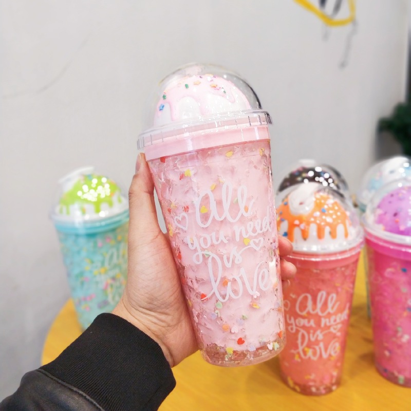 Factory Direct sales cool summer kiss ice Cup Internet celebrity smoothie straw Cup fashion water Cup trendy cute Cup