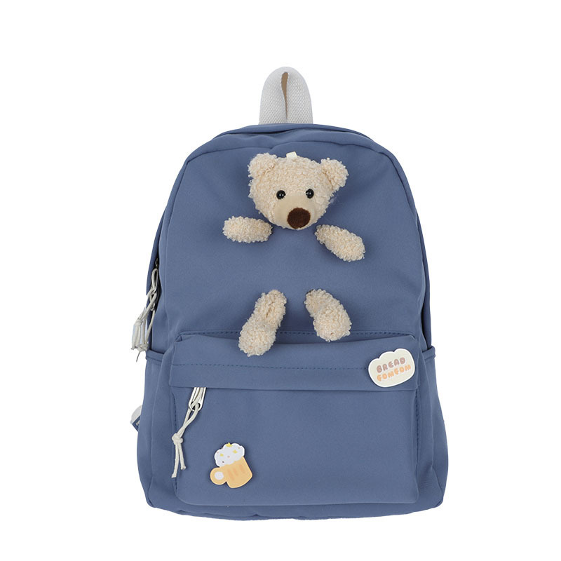 Schoolbag female early spring new junior high school schoolgirl backpack campus cute plush bear schoolbag female