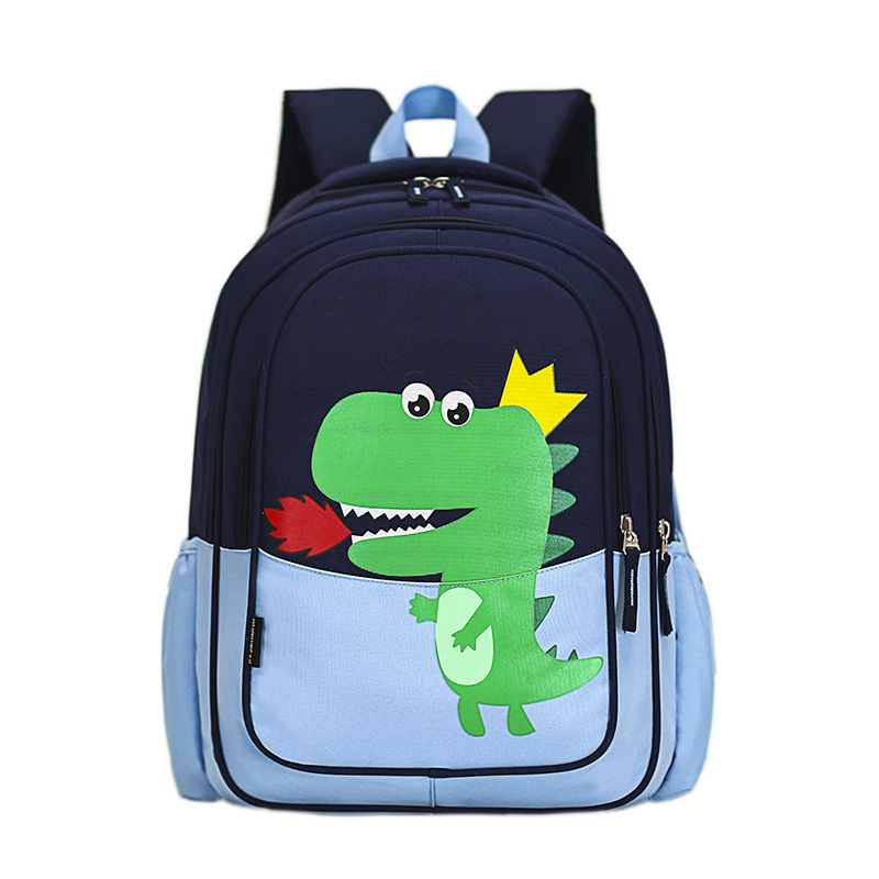 Pony new primary school student 1-2 grade schoolbag boys and girls Korean cartoon dinosaur print contrast color backpack