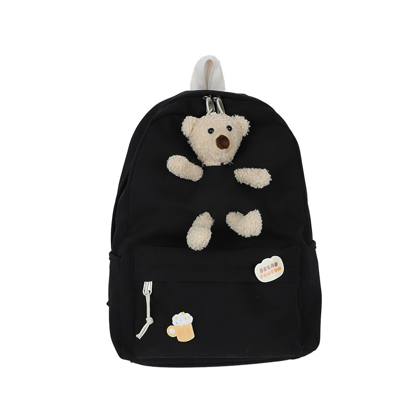 Schoolbag female early spring new junior high school schoolgirl backpack campus cute plush bear schoolbag female