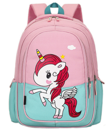 Pony new primary school student 1-2 grade schoolbag boys and girls Korean cartoon dinosaur print contrast color backpack