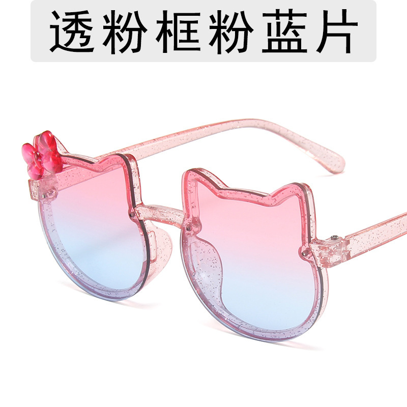 New two ears kids sunglasses color bow shiny sunglasses boys and girls fashion selfie glasses