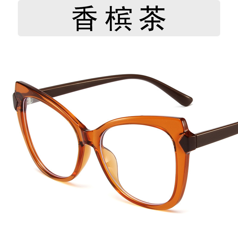 New TR HD anti-blue ray glasses European and American personalized contrast color trend glasses frame retro cat eye plain glasses for bare face