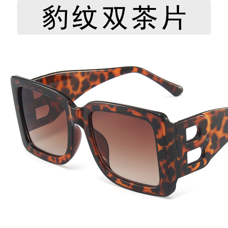 New personalized modern style sunglasses leg hollow B- shaped sunglasses women's large frame square cross-border glasses street shot