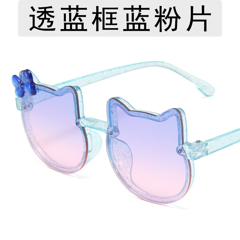 New two ears kids sunglasses color bow shiny sunglasses boys and girls fashion selfie glasses