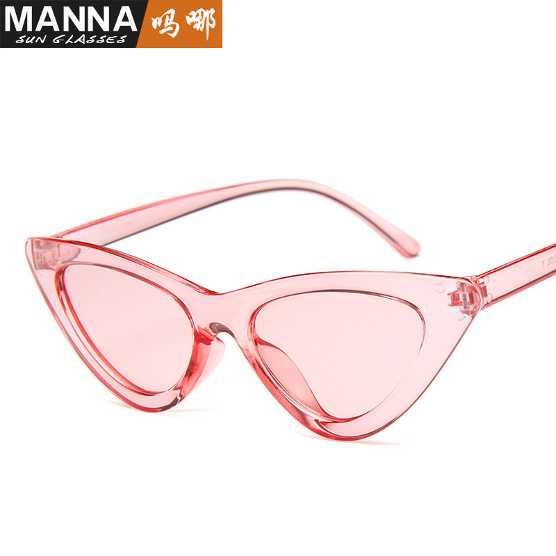 European and American new triangle sunglasses women's fashion Internet celebrity same style cats' eye sunglasses transparent ocean film glasses