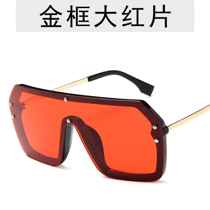 European and American fashion one-piece New sunglasses fashion large rim metal Marine lens sunglasses personality goggles cross-border