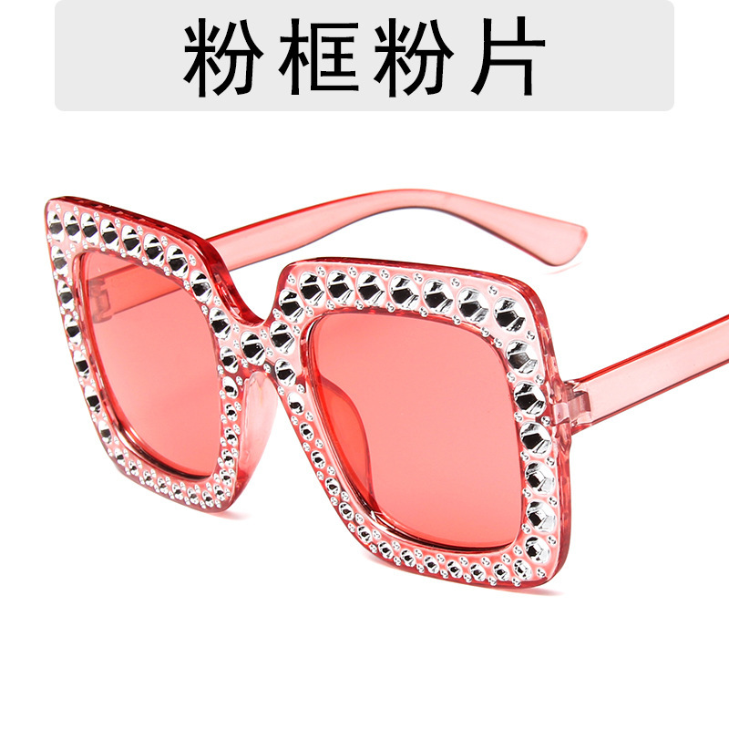 New diamond plated large rim sunglasses starry retro square sunglasses colorful ocean lens glasses 5036