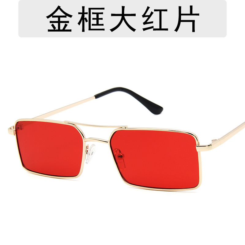 European and American trend new fashion sunglasses personality double beam square frame sunglasses cross-border ocean lens metal glasses