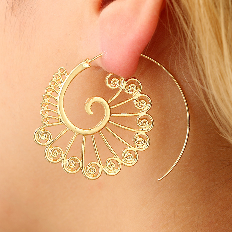 European and American ornament coiling water drop exaggerated earrings creative spiral water drop rhinestone earrings geometric simple earrings