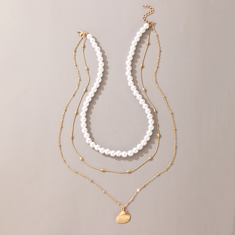 Korean style ins temperament wild necklace fashion coin buckle short necklace pearl necklace bracelet clavicle chain
