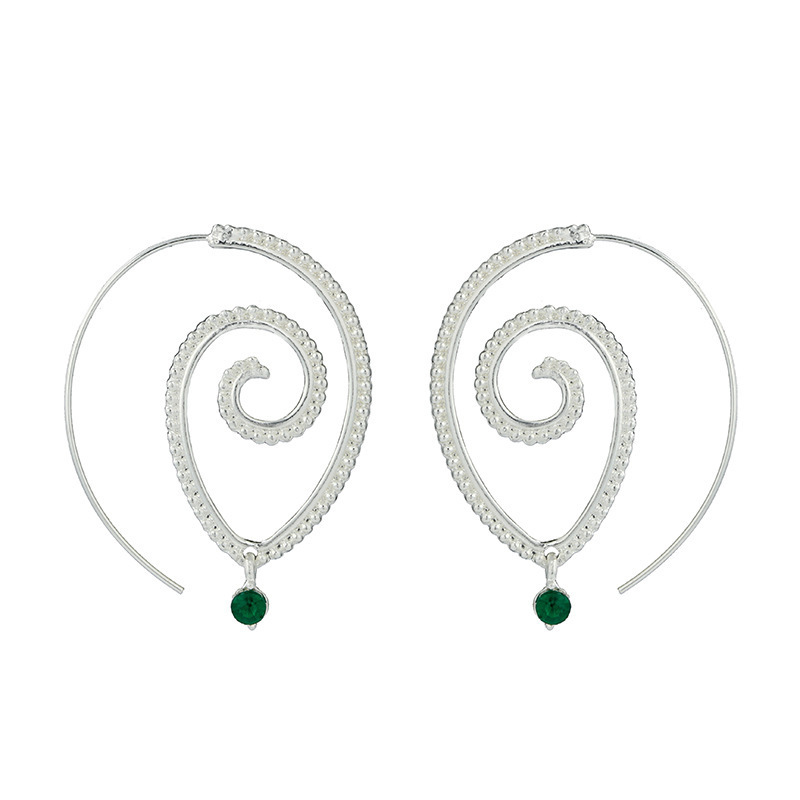 European and American ornament coiling water drop exaggerated earrings creative spiral water drop rhinestone earrings geometric simple earrings