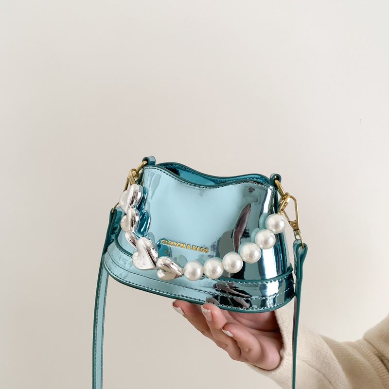 Retro Mini bag women's new laser lipstick coin purse Pearl tote parent-child accessory bag