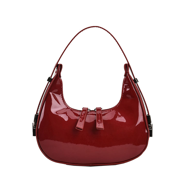 Retro shiny bag women's spring new versatile fashion underarm Crescent women's bag shoulder portable foreign trade bag