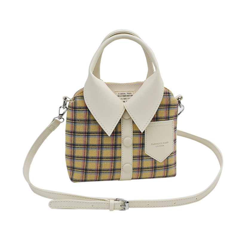 Foreign trade design sense School uniform shirt bag spring and summer new niche plaid tote texture shoulder messenger bag
