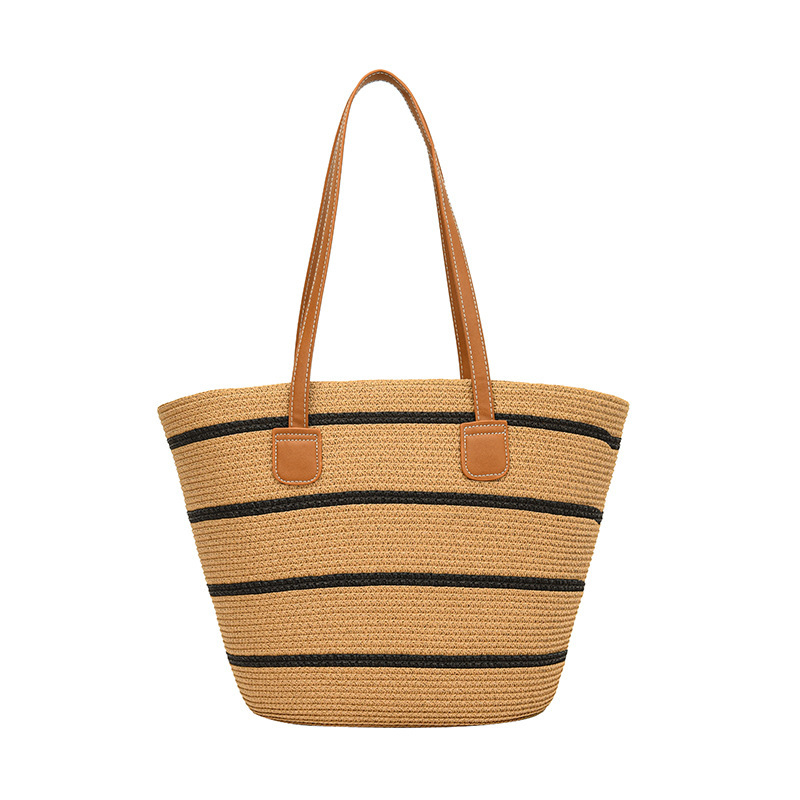 Cross-border ins bag women's summer hand-woven underarm bag large capacity striped women bag fashion beach bag bags