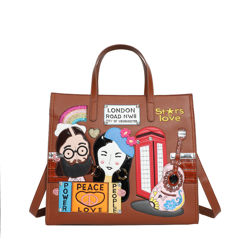 New paste cloth embroidery commuter hand-carrying bag special-interest design cross-border Women's bag European and American retro shoulder messenger tote bag