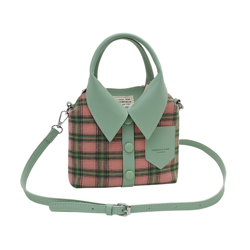 Foreign trade design sense School uniform shirt bag spring and summer new niche plaid tote texture shoulder messenger bag