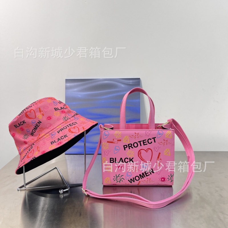 Protection black women's bag spring new graffiti bag European and American fashion shoulder tote bag hat suit cross-border