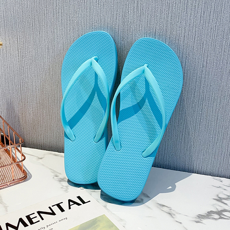 Spot outdoor wear flip-flops men's summer new soft bottom non-slip solid color couple flip-flops beach shoes