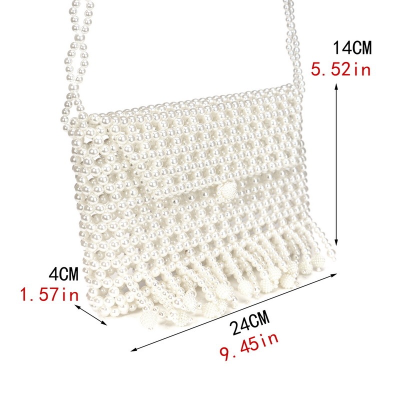 [In Stock wholesale] cross-border new arrival messenger bag women's fashion Pearl tassel bag woven one shoulder bag