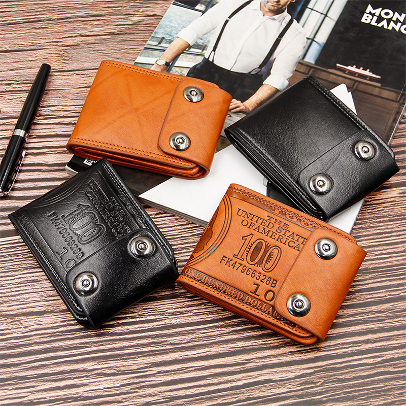 Foreign trade new men's wallet short multi-functional fashion casual US $double snap-fastener wallet wallet factory direct supply