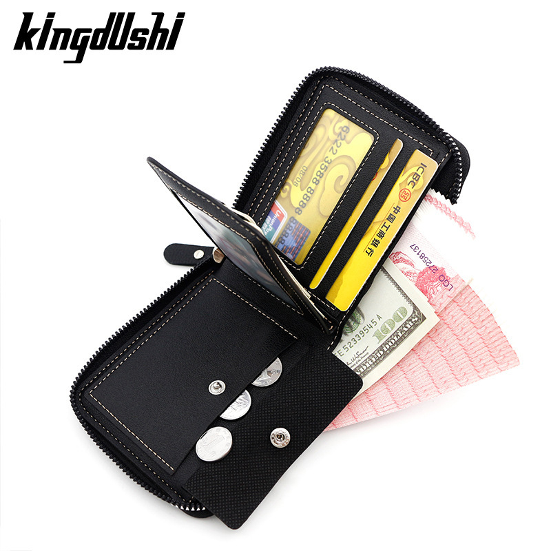 New fashion corner protector men's short wallet bib coin purse multi-card-slot card holder zipper male wallet wholesale