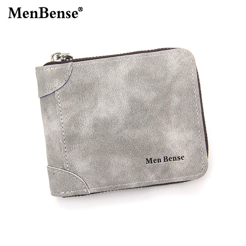 MenBense new men's wallet fashion casual patchwork zipper bag coin purse men's short wallet wallet