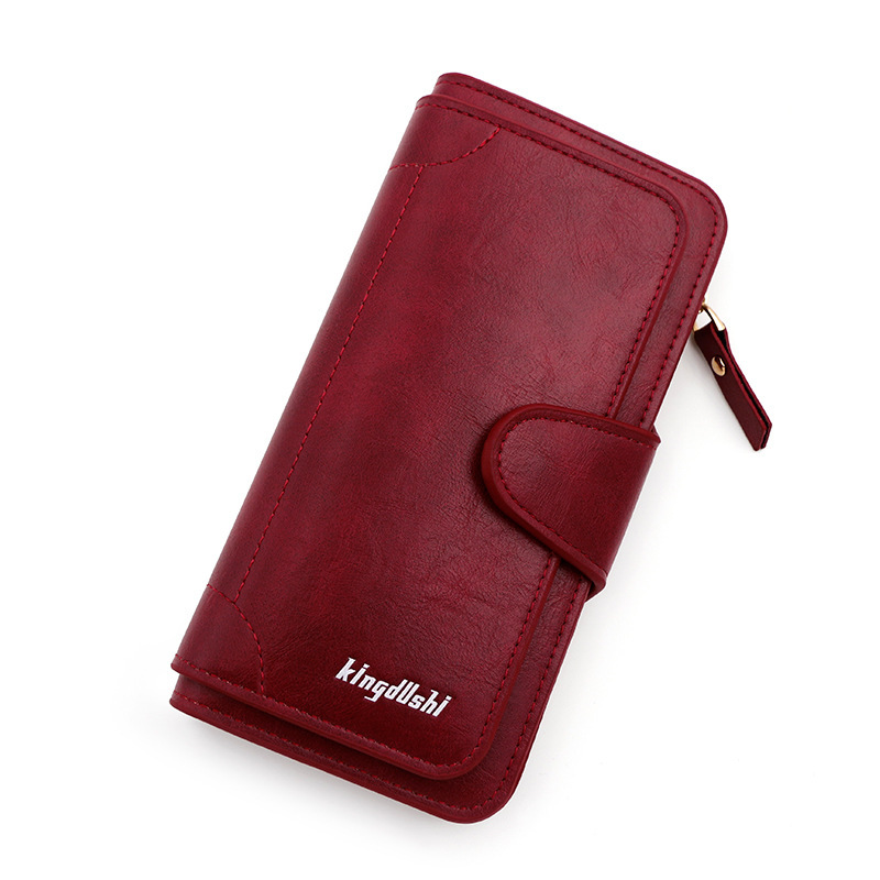 New Korean style women's long wallet zipper hasp PU leather large capacity multiple card slots coin pocket women's clutch