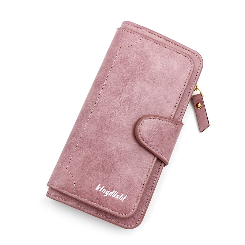 New Korean style women's long wallet zipper hasp PU leather large capacity multiple card slots coin pocket women's clutch