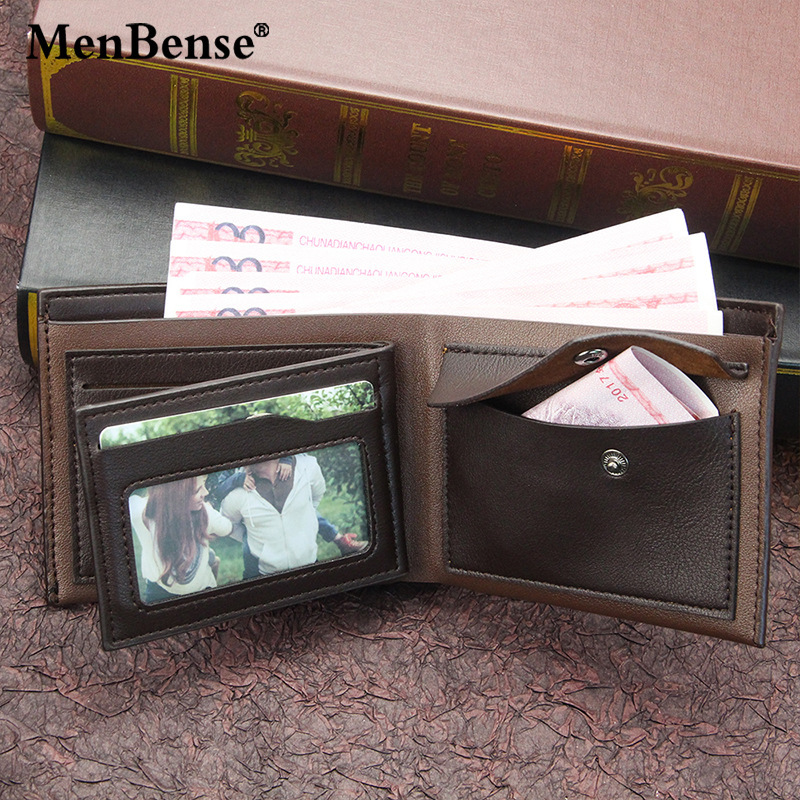 MenBense men's wallet short business casual horizontal coin pocket multi-functional tri-fold bag men's wallet