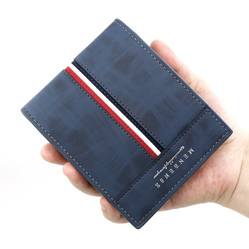 European and American style frosted men's short wallet large capacity tri-fold bag coin pocket multiple card slots men's hinge wallet