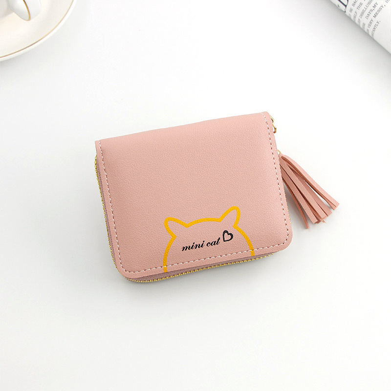 Ladies new Korean cartoon solid color mini wallet student coin purse women's short wallet