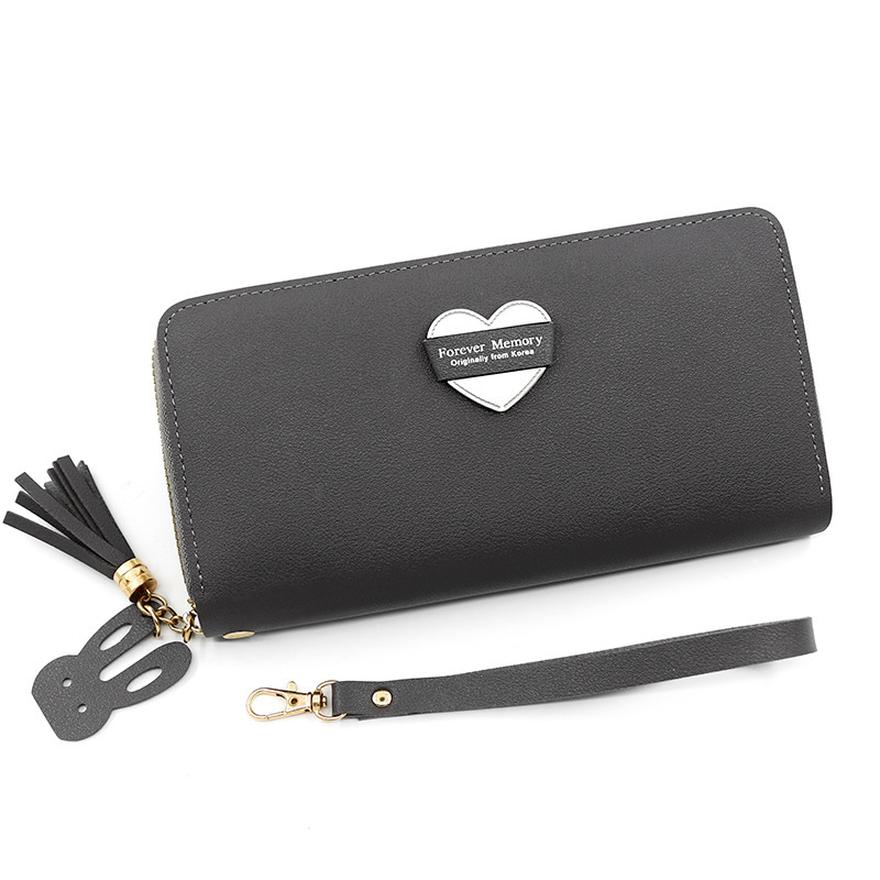 Fashion Women's long wallet large capacity zipper clutch Korean style trendy girl heart mobile coin purse card holder