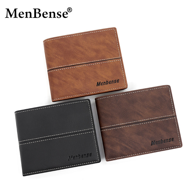 Menbense new wallet men's short business fashion simple soft leather wallet youth ultra-thin wallet wholesale