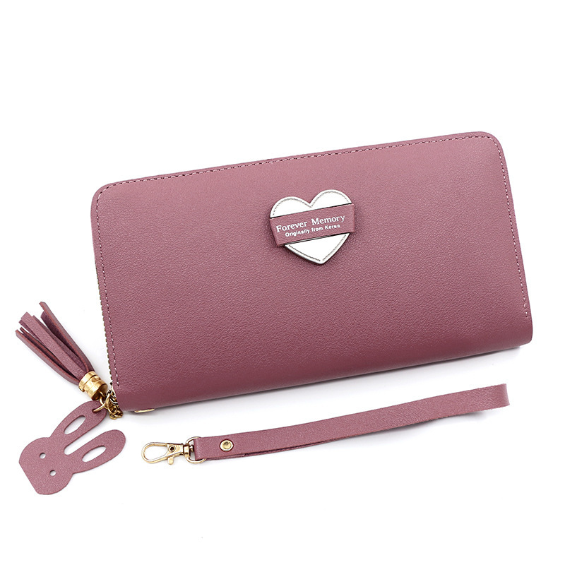 Fashion Women's long wallet large capacity zipper clutch Korean style trendy girl heart mobile coin purse card holder