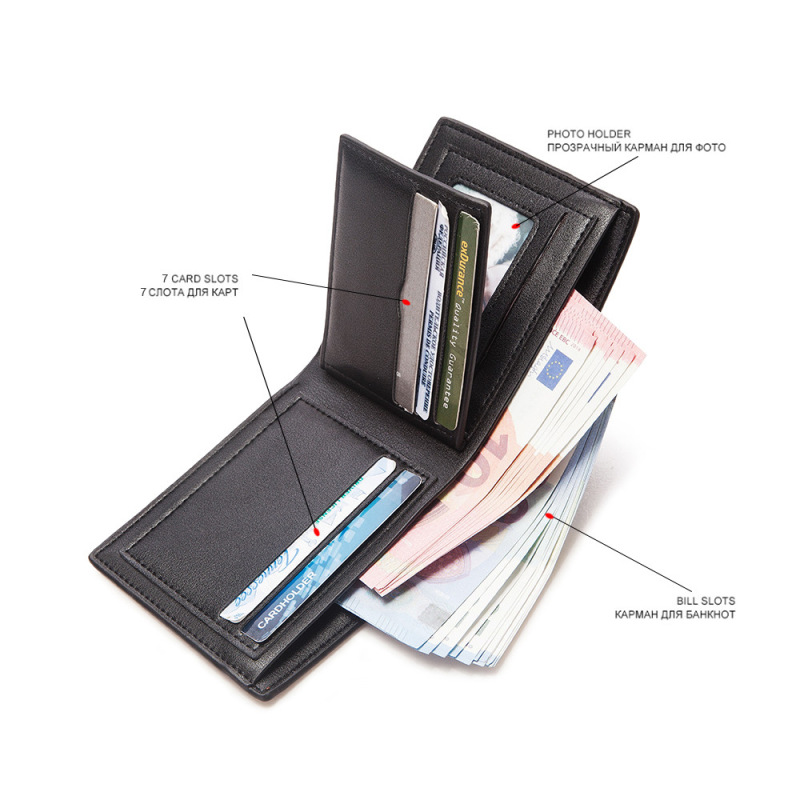 New casual men's short wallet multiple card slots stitching soft PU leather hinge man's wallet card holder document package