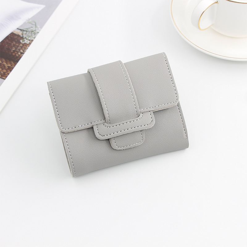 New Korean women's wallet short candy color pull-belt small tri-fold coin purse student short wallet wallet