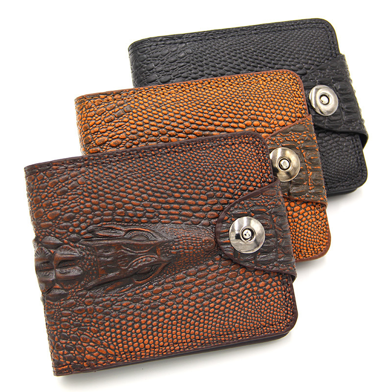 New Men's wallet short large capacity multi-functional fashion business crocodile pattern magnetic snap wallet factory direct supply