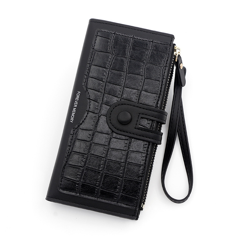 Vintage stone pattern women's long wallet zipper hasp large capacity multiple card slots coin pocket clutch wholesale