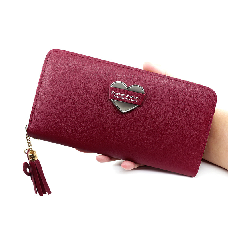 Fashion Women's long wallet large capacity zipper clutch Korean style trendy girl heart mobile coin purse card holder