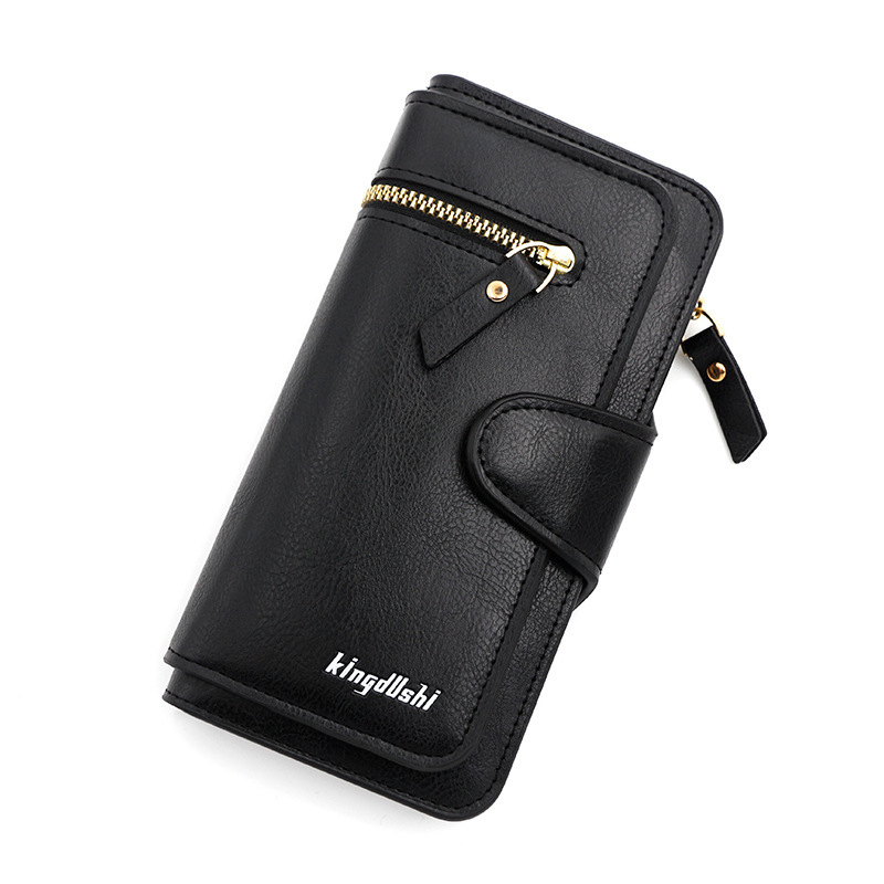 Simple women's long wallet zipper hasp PU leather large capacity multiple card slots coin pocket women's clutch wholesale