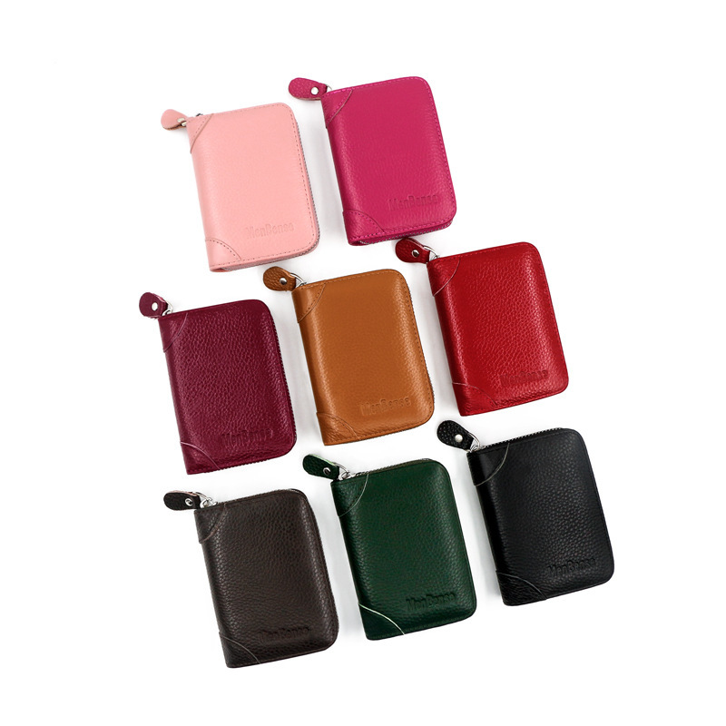 First layer genuine leather vertical personalized expanding card holder in stock women and men all use card holder anti-magnetic rfid simple