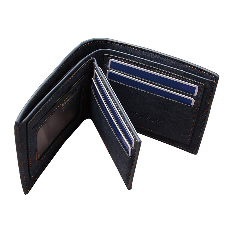 Cross-border new arrival men's short frosted wallet multiple card slots large capacity Korean fashion Youth retro men's wallet